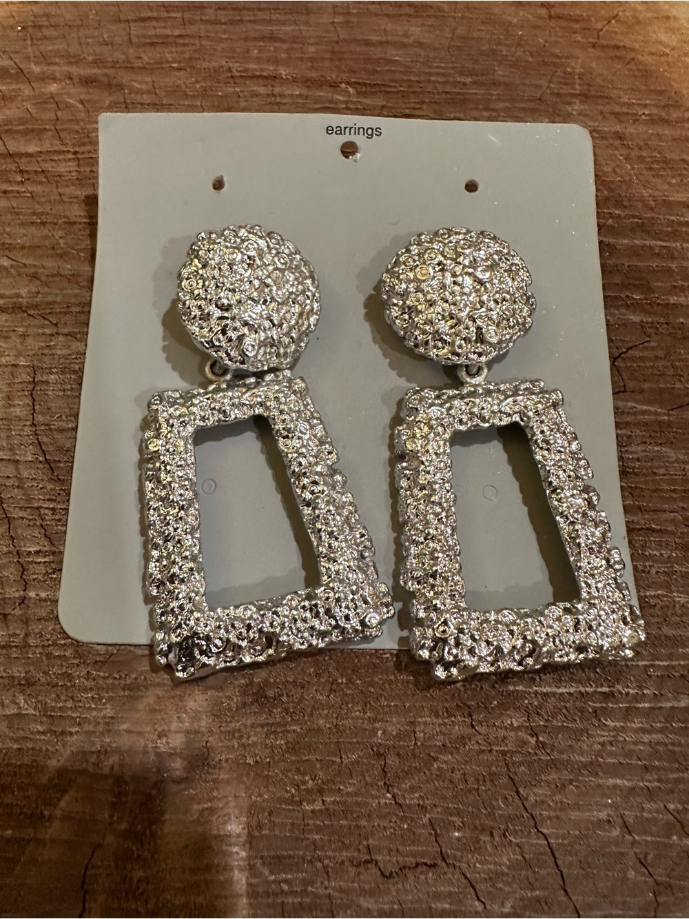 Crystal-Textured Silver Drop Earrings - Elegant Statement